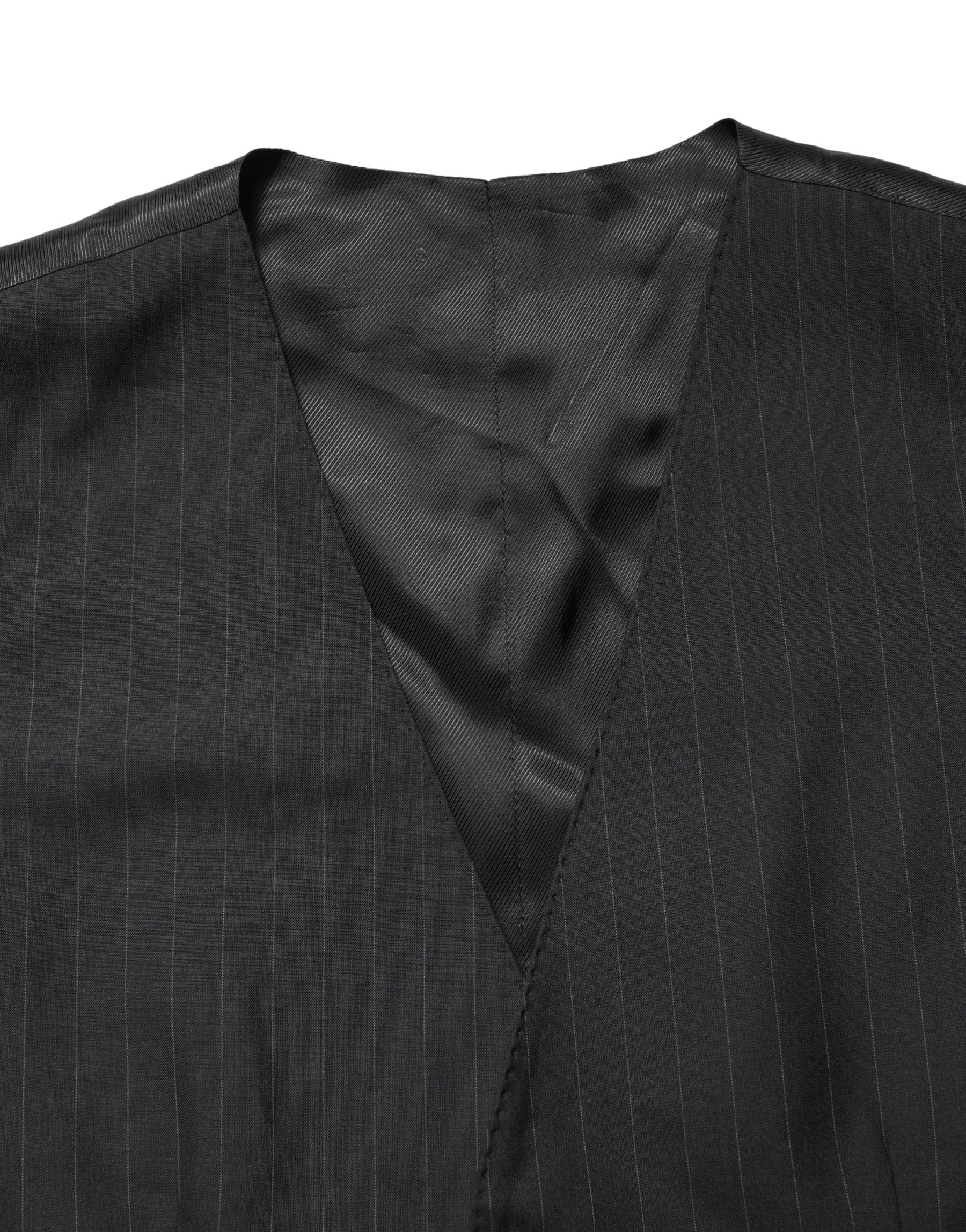 Dolce & Gabbana Black Stripe Single Breasted Waistcoat Vest | Regal Royce