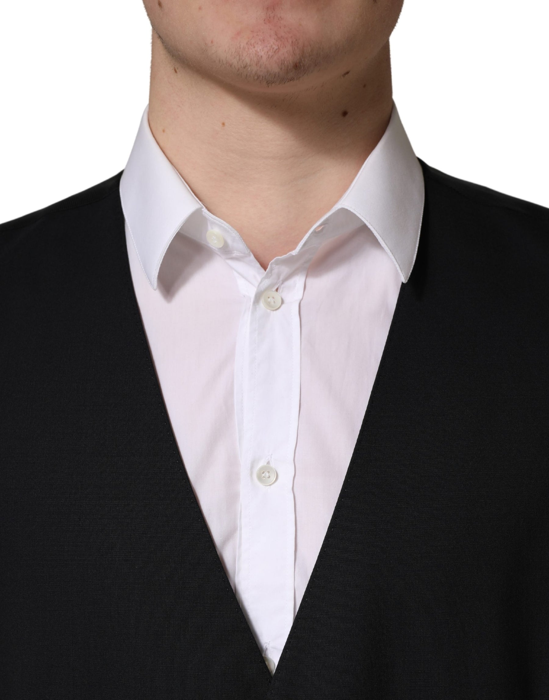 Dolce & Gabbana Black Wool Single Breasted Waistcoat Vest | Regal Royce