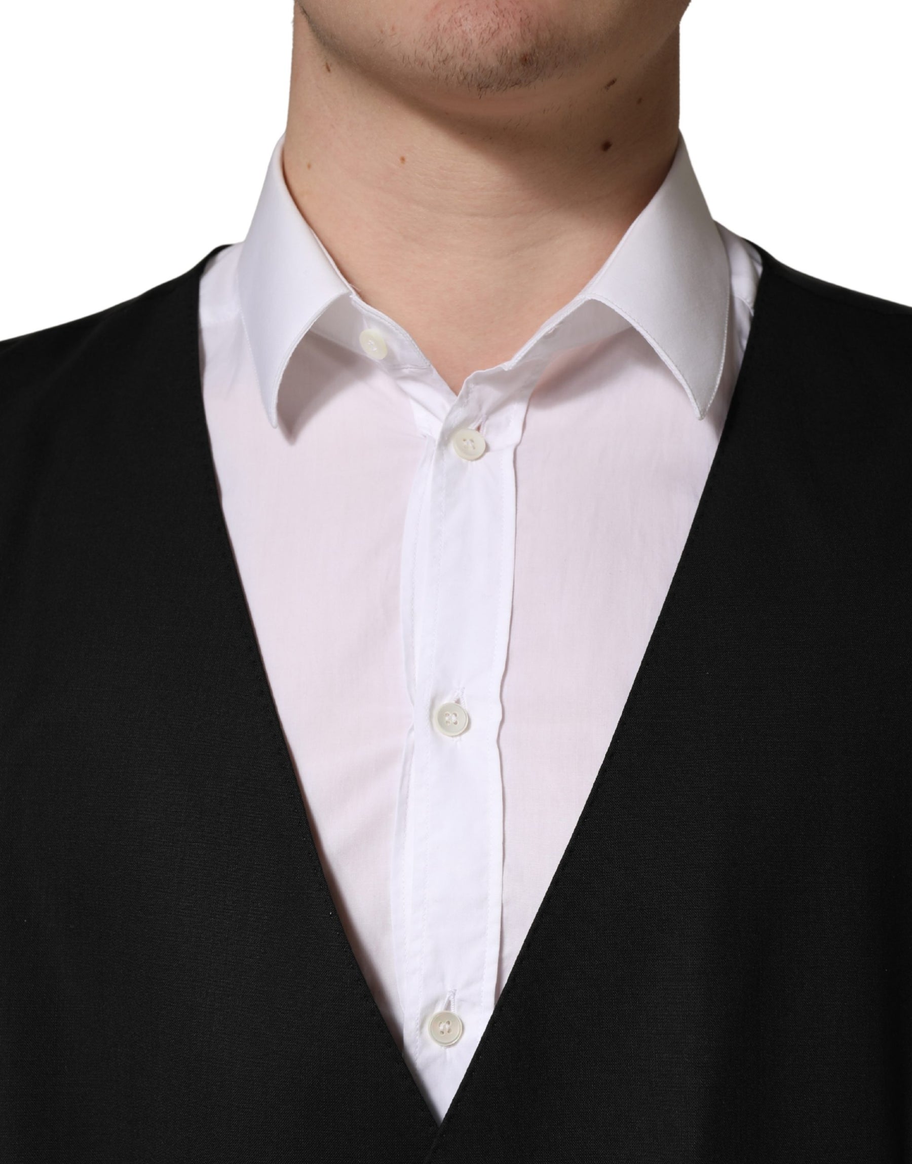Dolce & Gabbana Black Wool Single Breasted Waistcoat Vest | Regal Royce