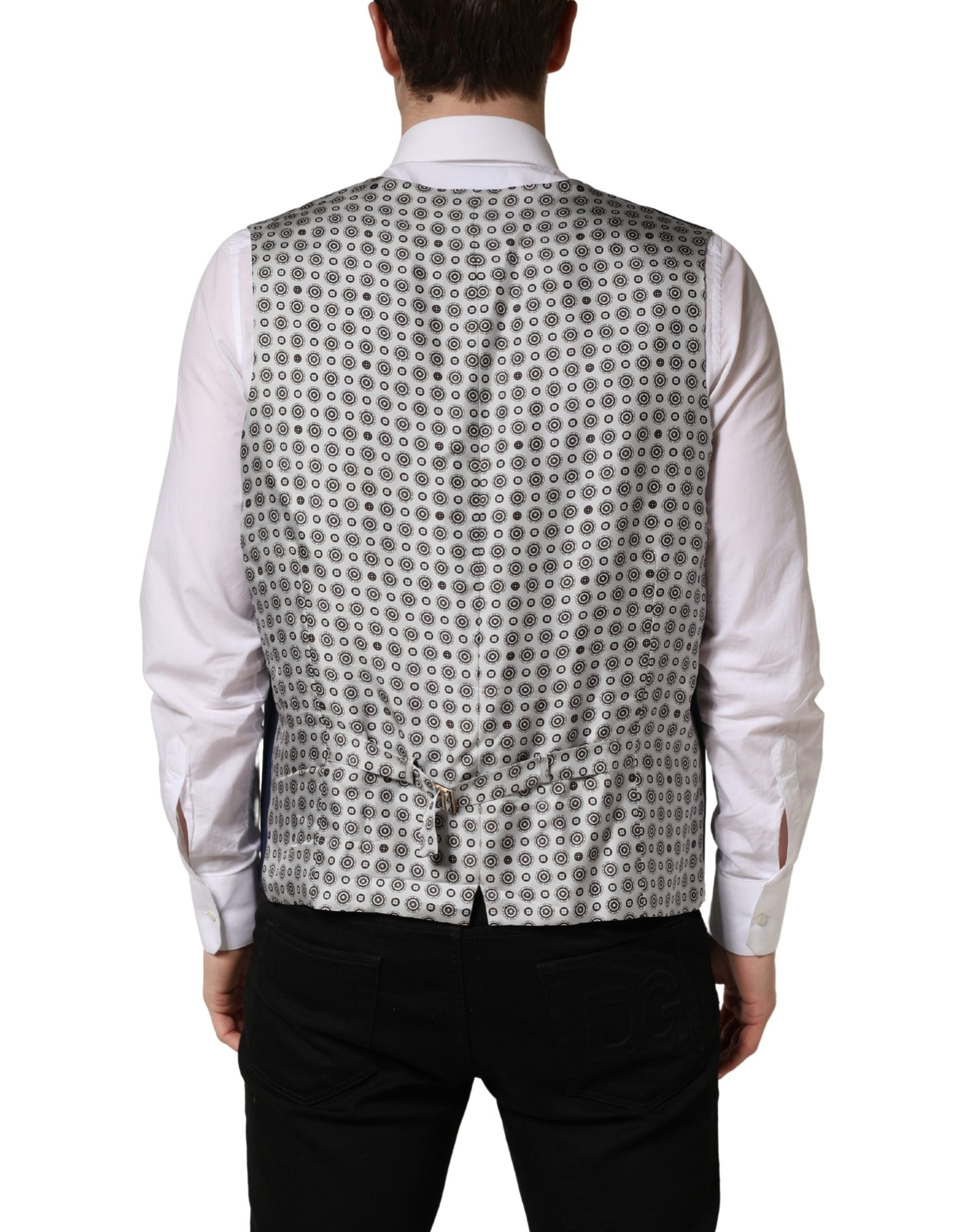 Dolce & Gabbana Navy Blue Wool Dress Formal Waistcoat Vest | Regal Royce