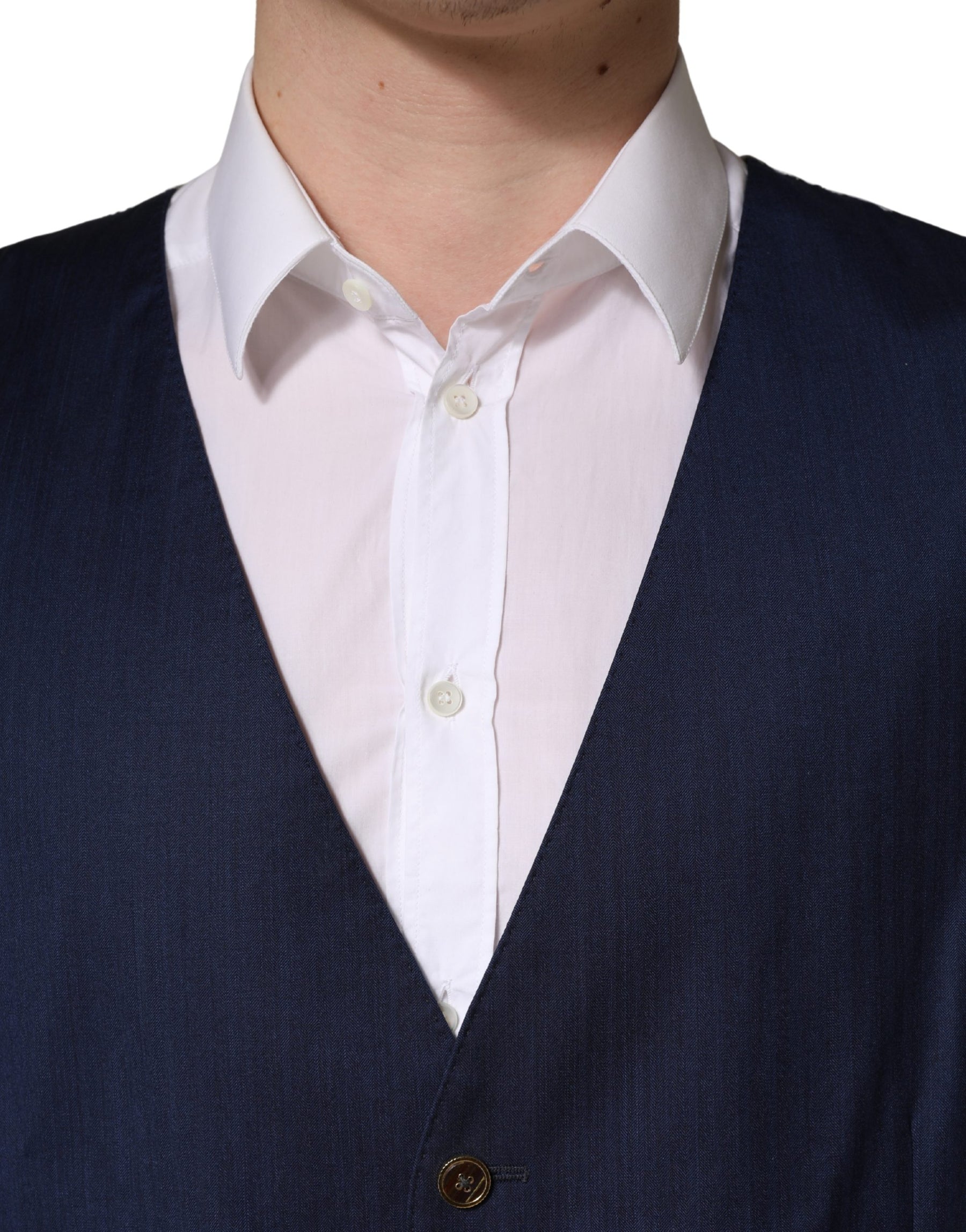 Dolce & Gabbana Navy Blue Wool Dress Formal Waistcoat Vest | Regal Royce