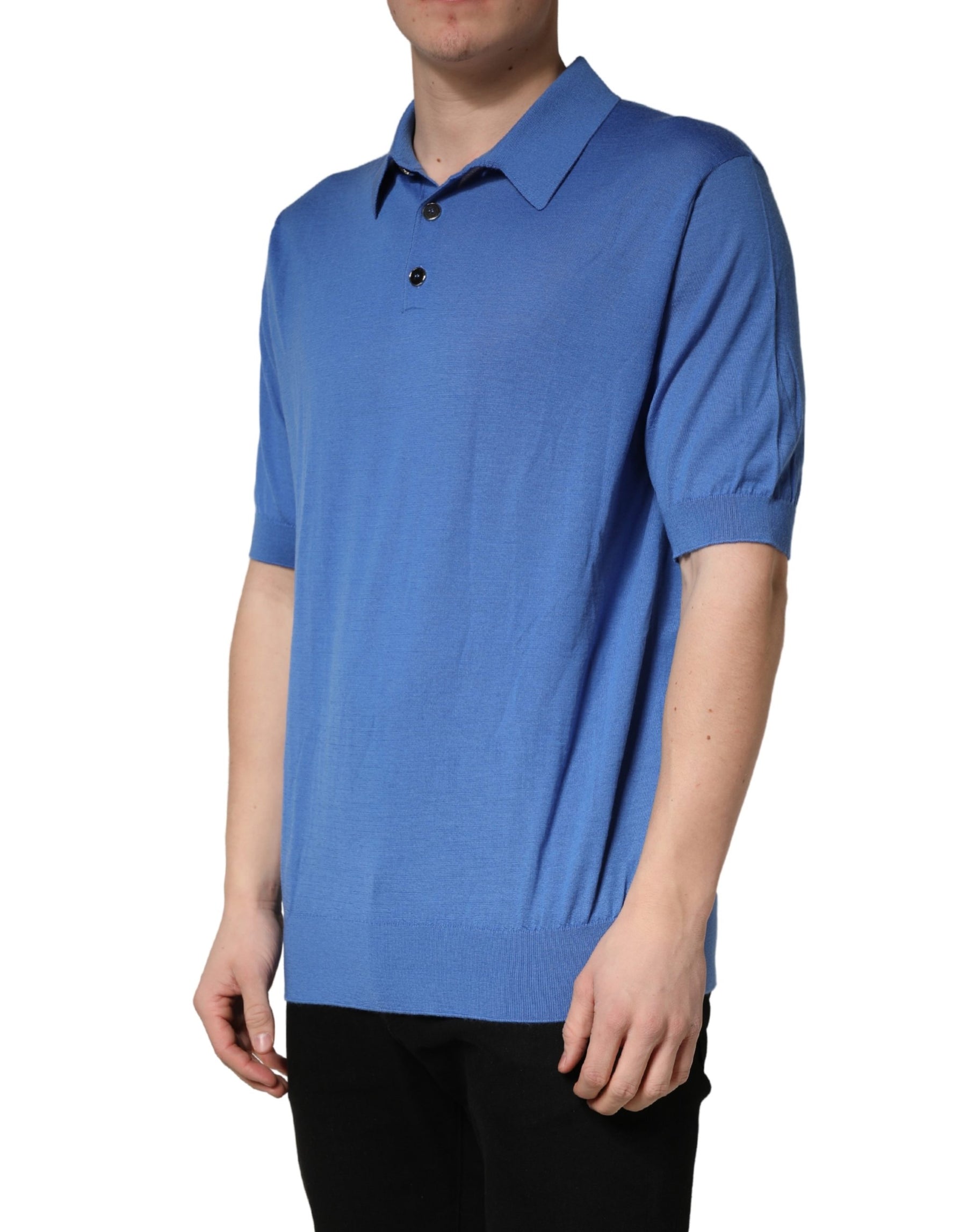 Dolce & Gabbana Blue Cashmere Short Sleeves Polo  T-shirt | Regal Royce