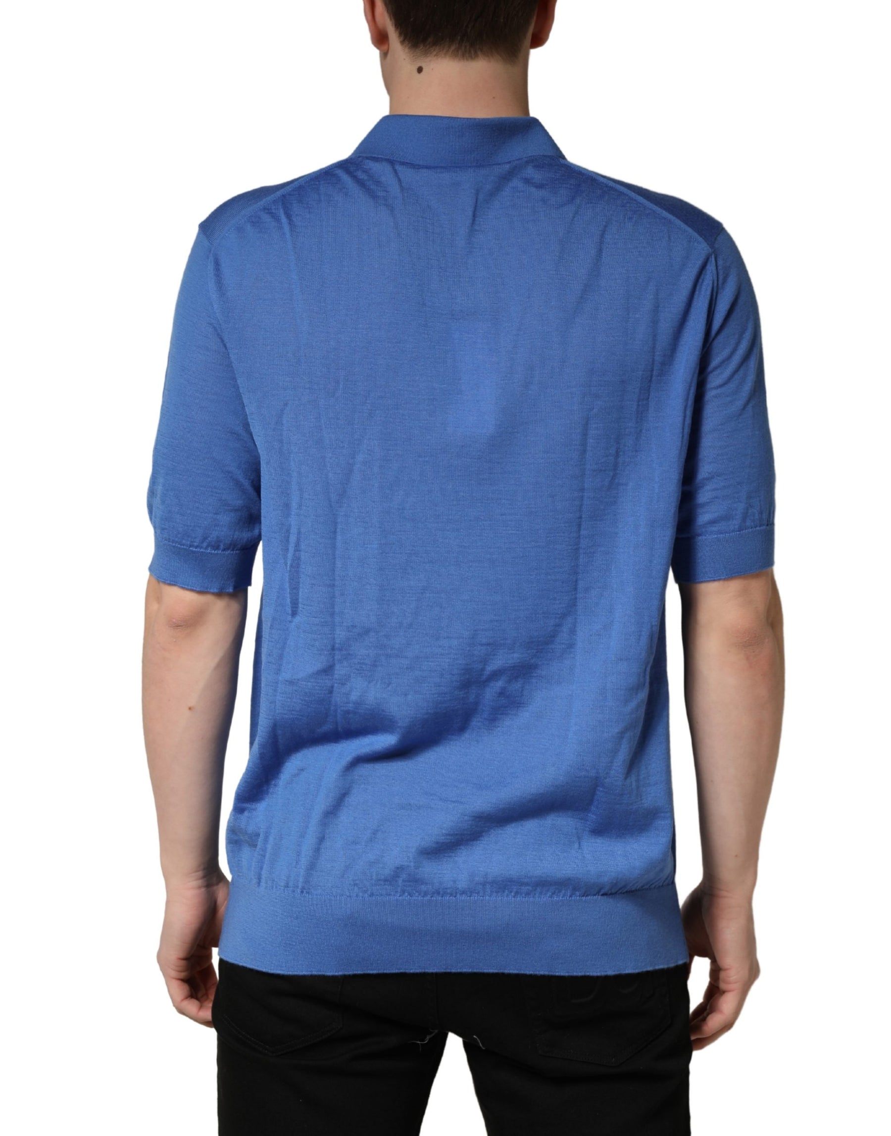 Dolce & Gabbana Blue Cashmere Short Sleeves Polo  T-shirt | Regal Royce