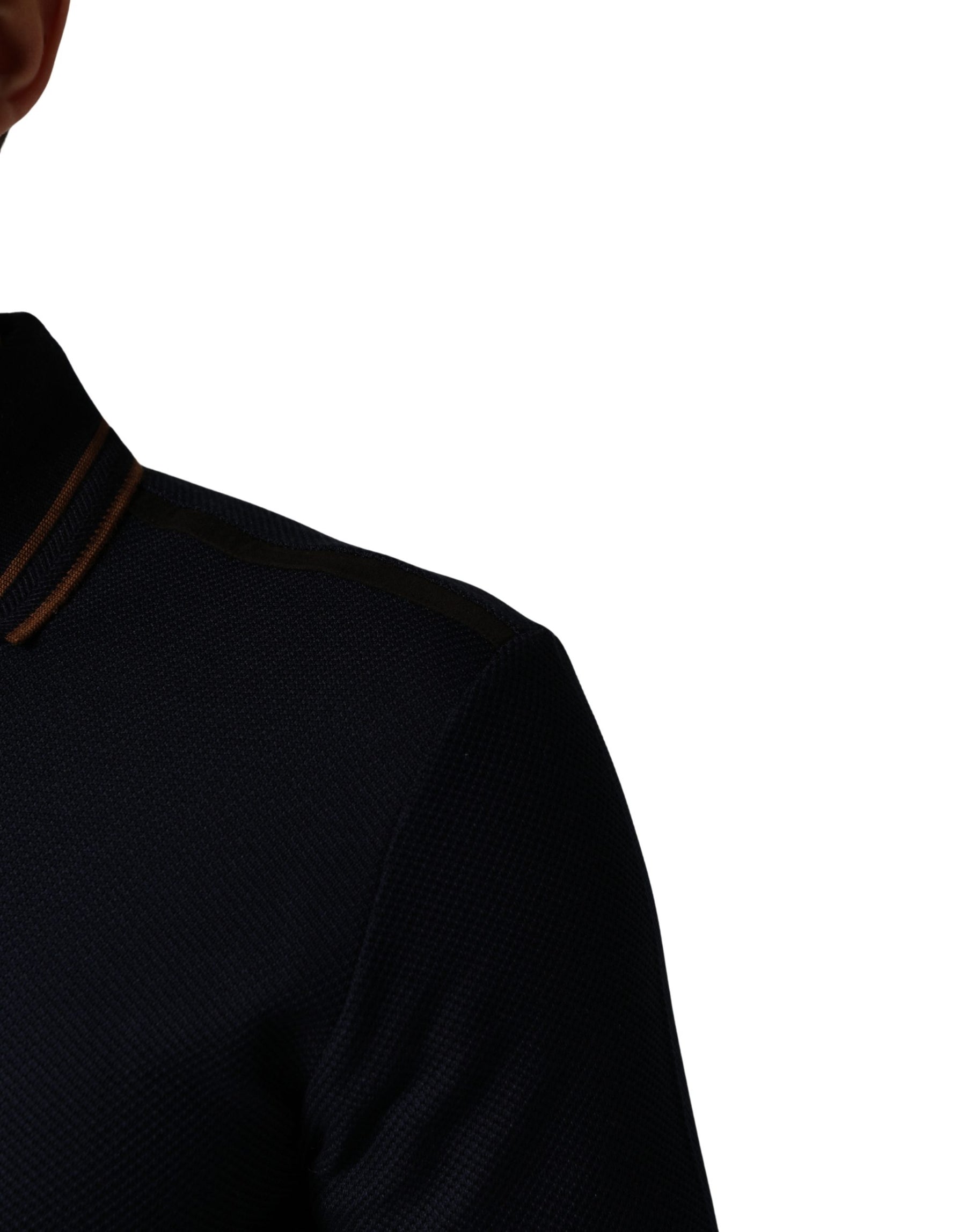 Dolce & Gabbana Dark Blue Silk Short Sleeve Men Polo T-shirt | Regal Royce