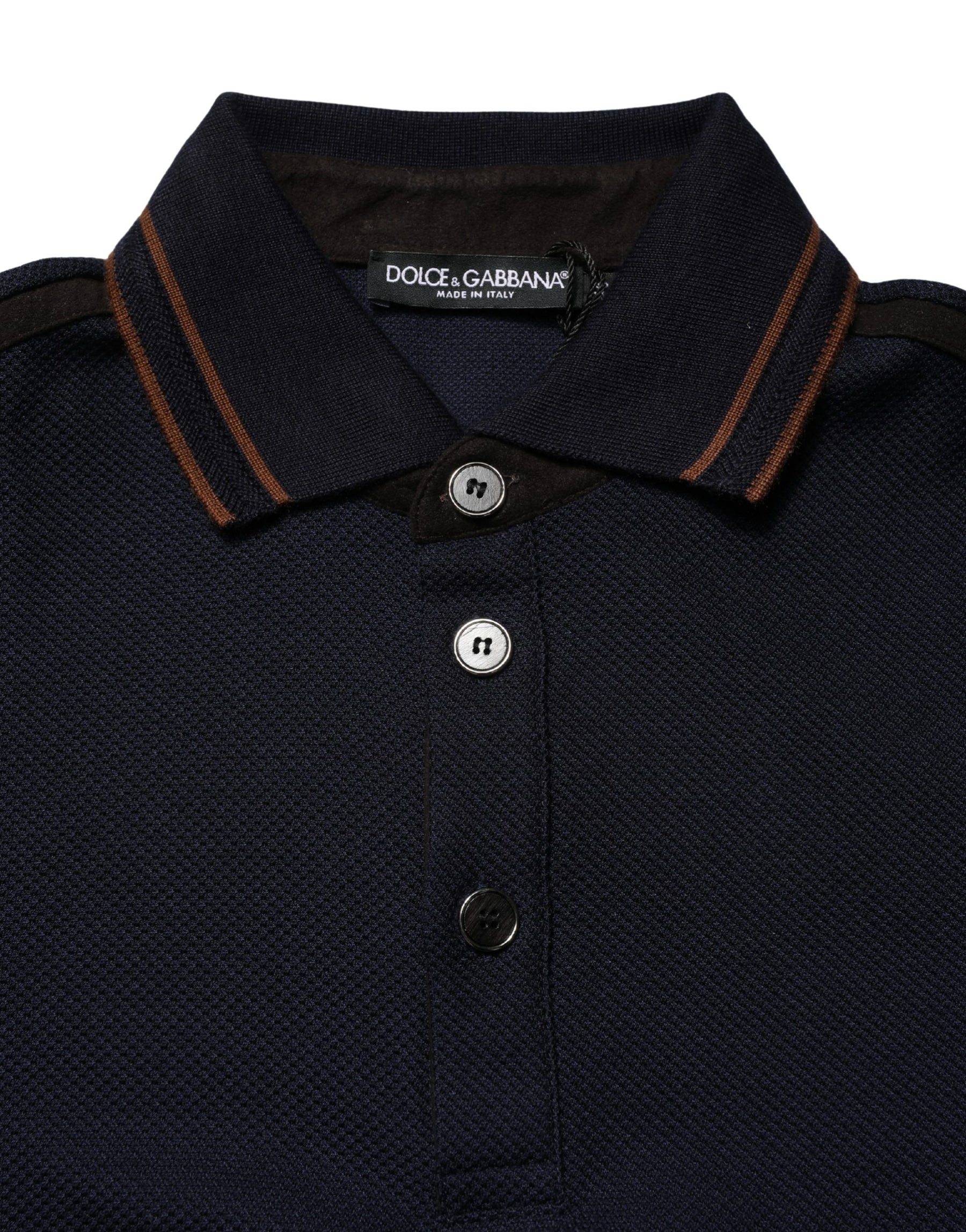 Dolce & Gabbana Dark Blue Silk Short Sleeve Men Polo T-shirt | Regal Royce