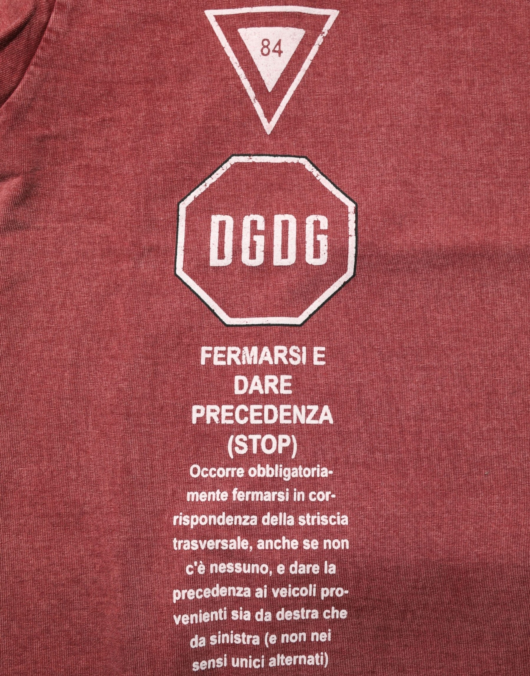 Dolce & Gabbana Maroon Print Round Neck Short Sleeve T-shirt | Regal Royce