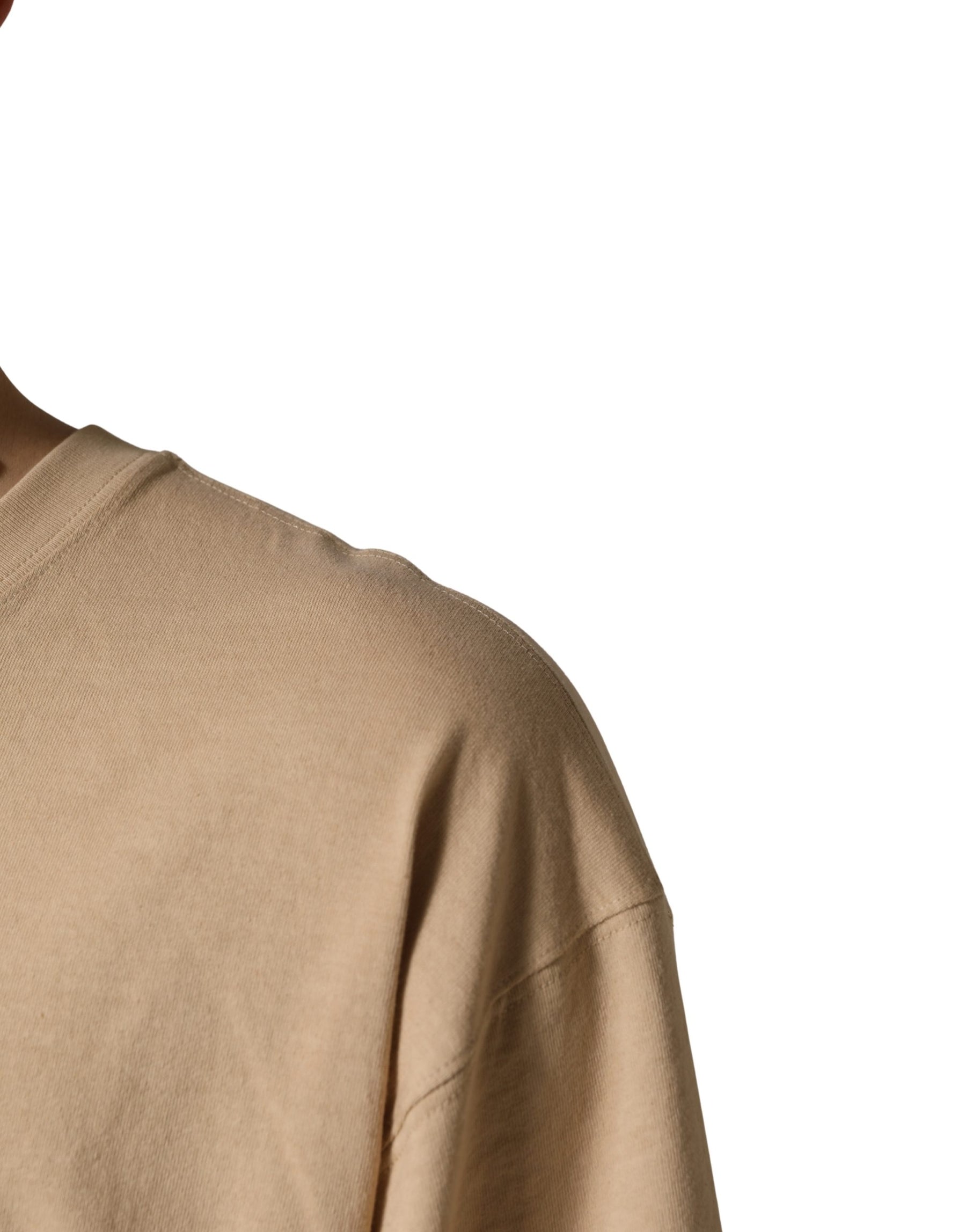 Dolce & Gabbana Beige Cotton Roundneck Oversized Fit T-shirt | Regal Royce