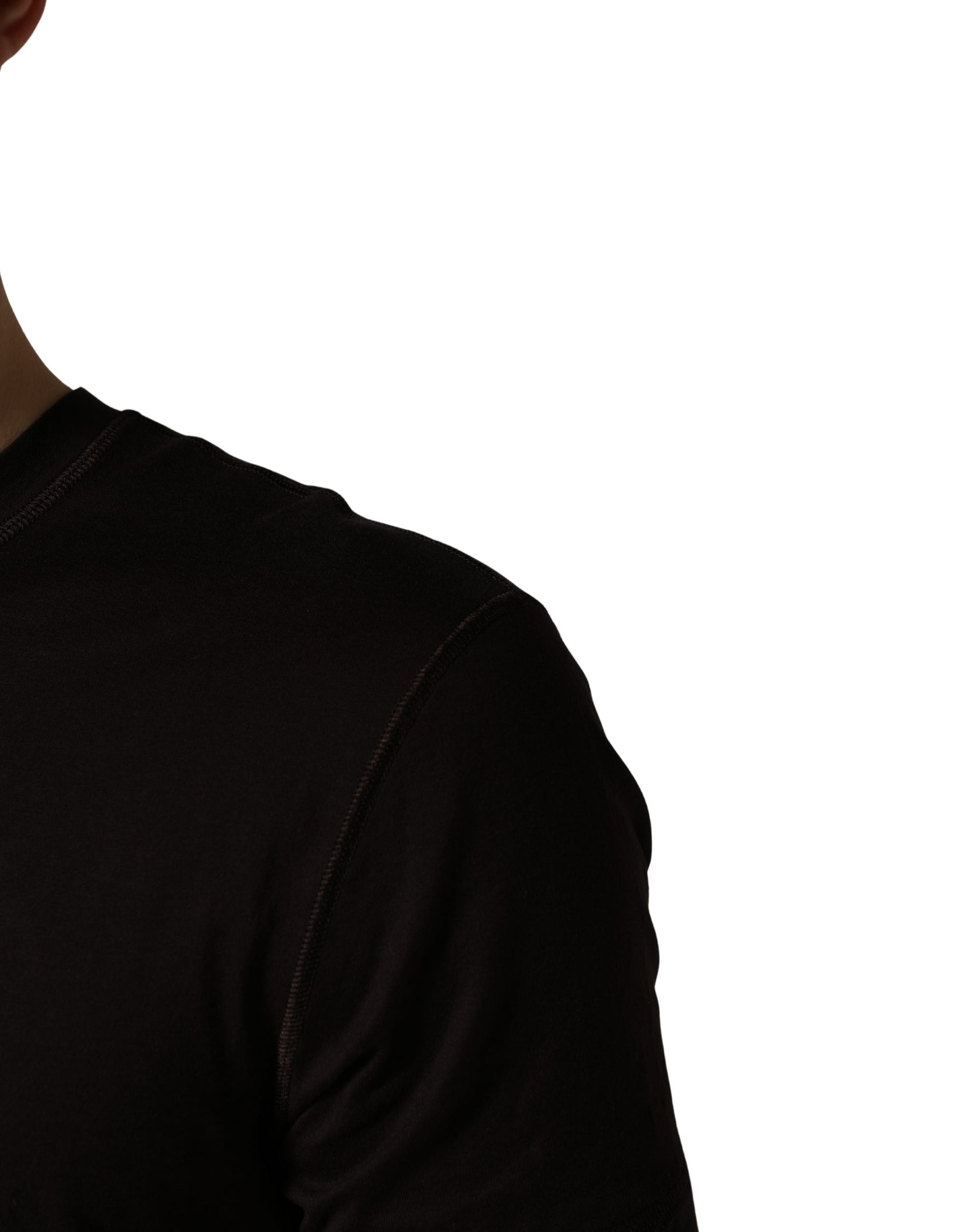Dolce & Gabbana Brown Logo Embroidered Men Crew Neck T-shirt | Regal Royce