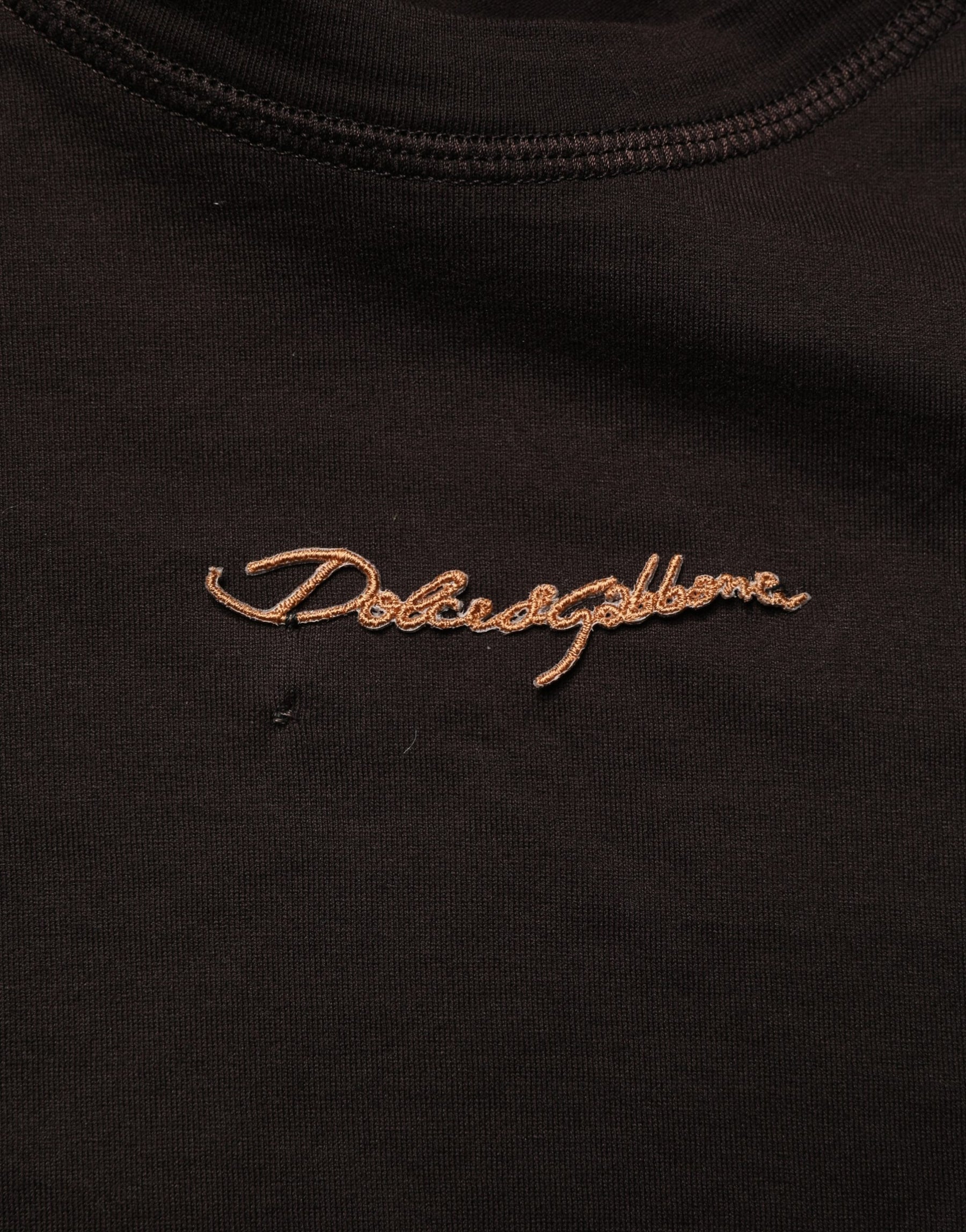 Dolce & Gabbana Brown Logo Embroidered Men Crew Neck T-shirt | Regal Royce