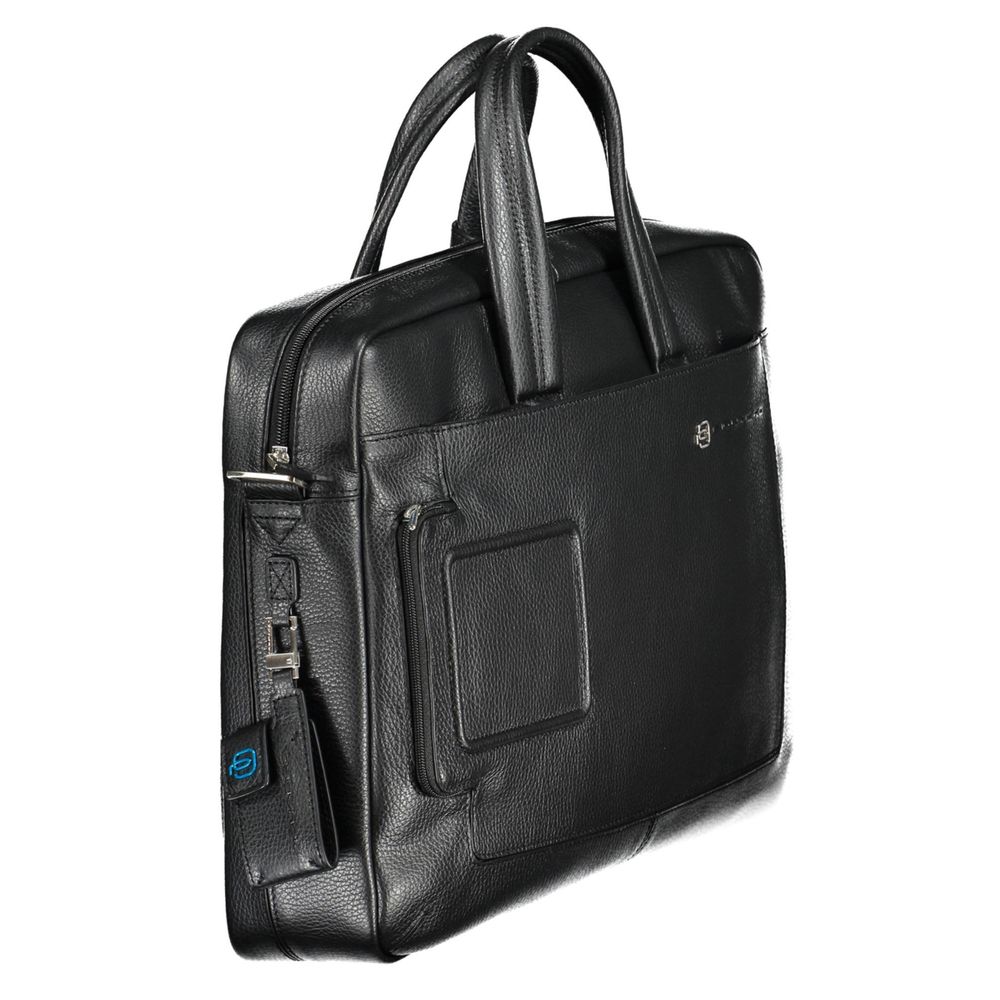 Piquadro Nero Leather Men Briefcase | Regal Royce