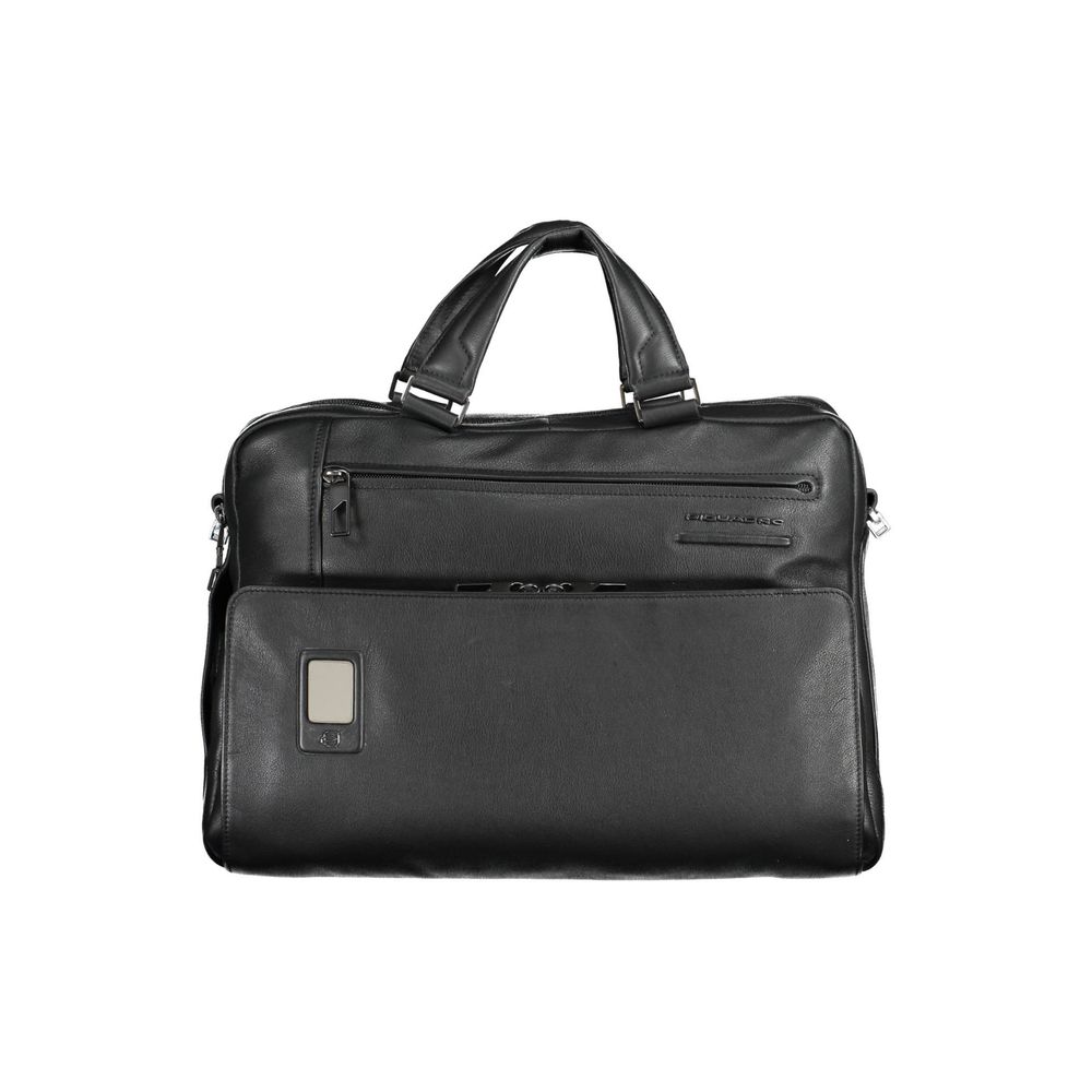 Piquadro Black Leather Men Briefcase | Regal Royce