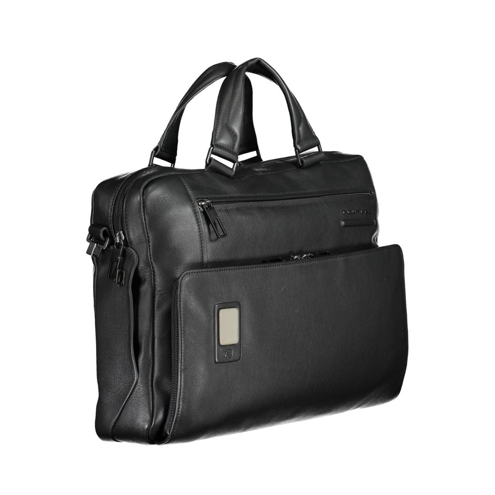 Piquadro Black Leather Men Briefcase | Regal Royce