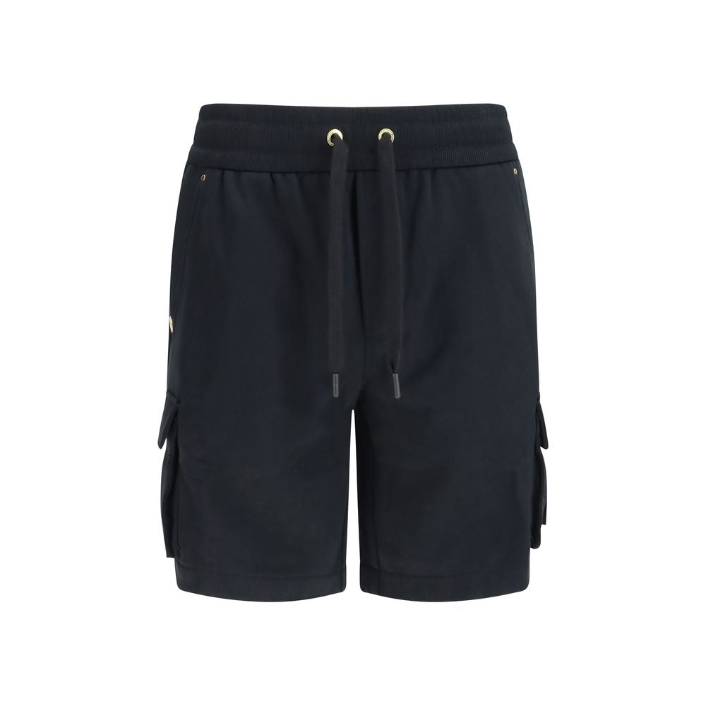 Moose Knuckles Black Cotton Bermuda Shorts | Regal Royce