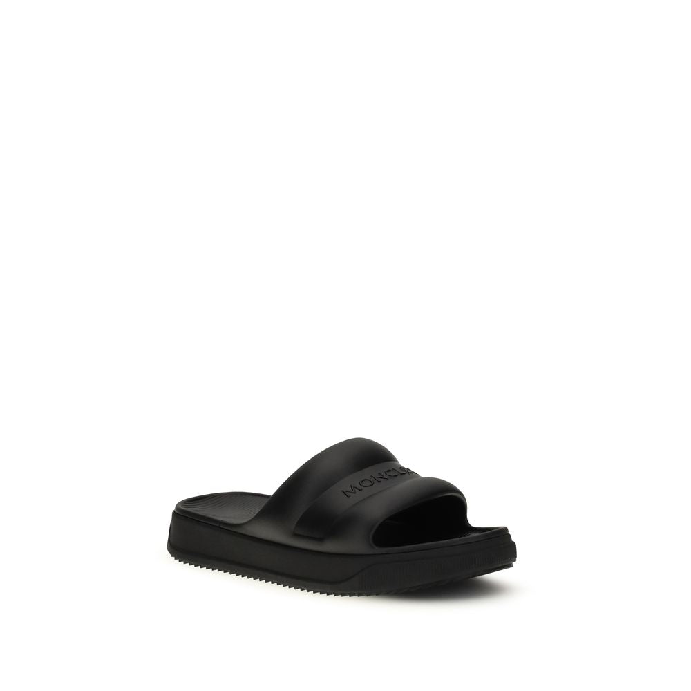 Moncler Black Rubber Flat Sandals | Regal Royce