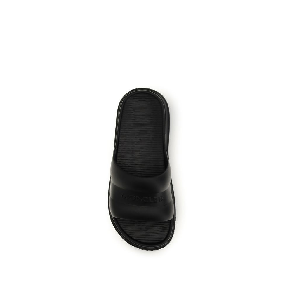 Moncler Black Rubber Flat Sandals | Regal Royce