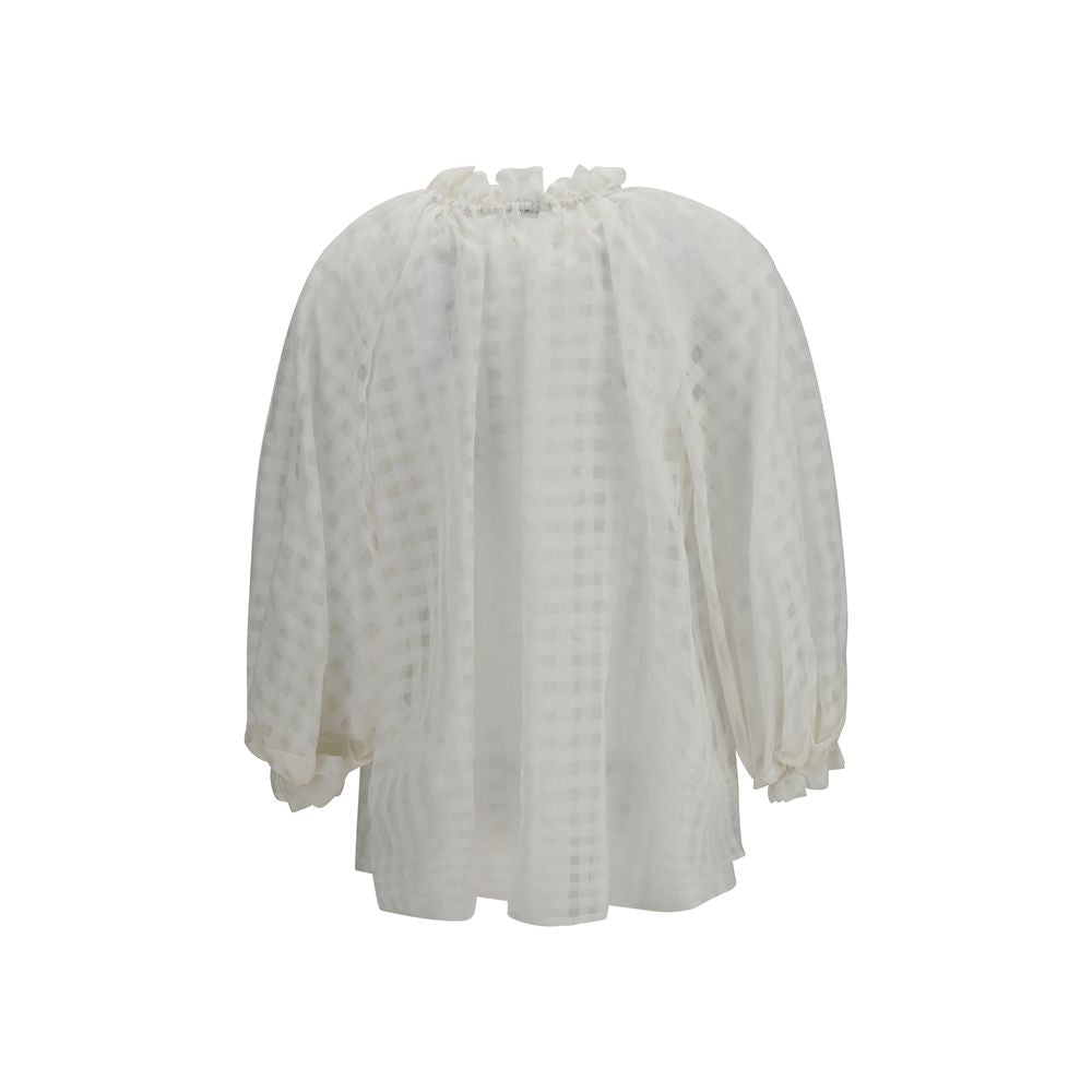 Sara Roka White Cotton Pattern Shirt | Regal Royce