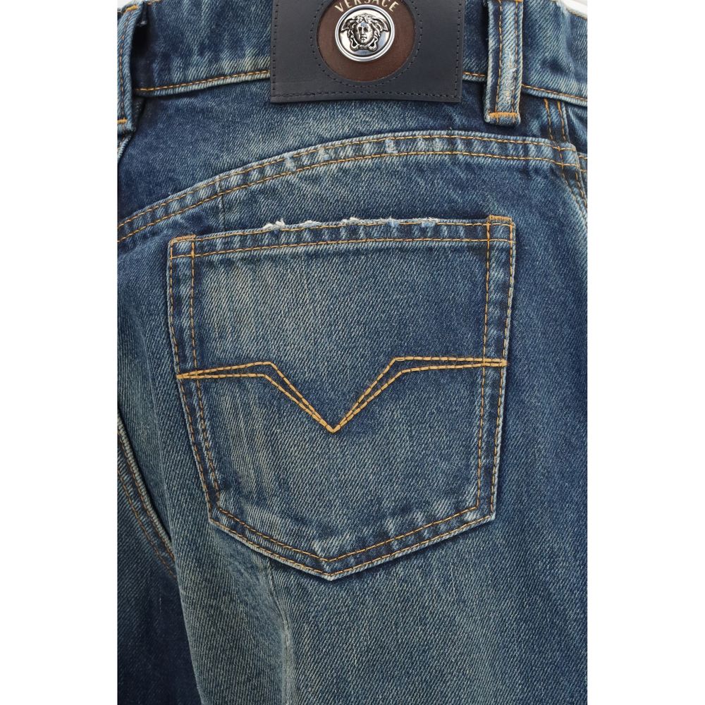 Versace Blue Cotton Straight-Leg Jeans | Regal Royce