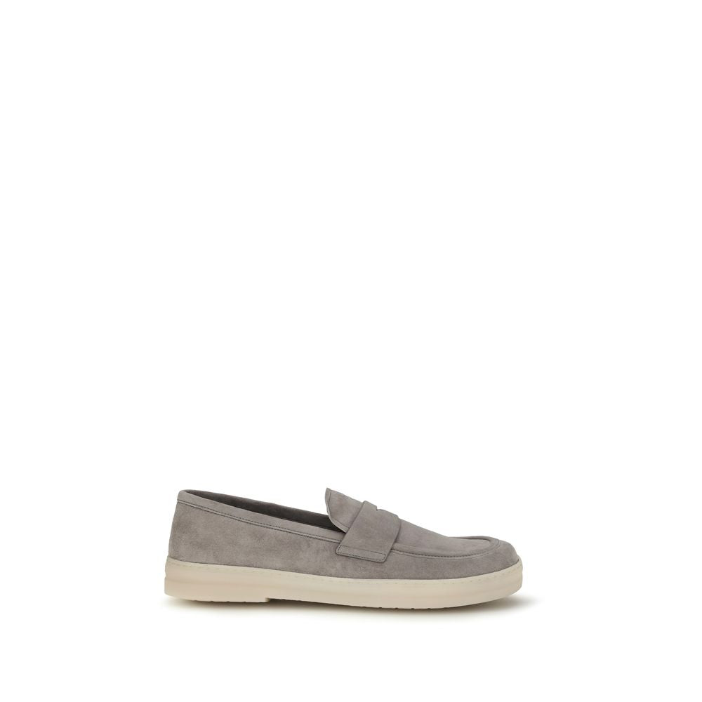 Prada Gray Calf Leather Bos Taurus Slip-On Loafers | Regal Royce
