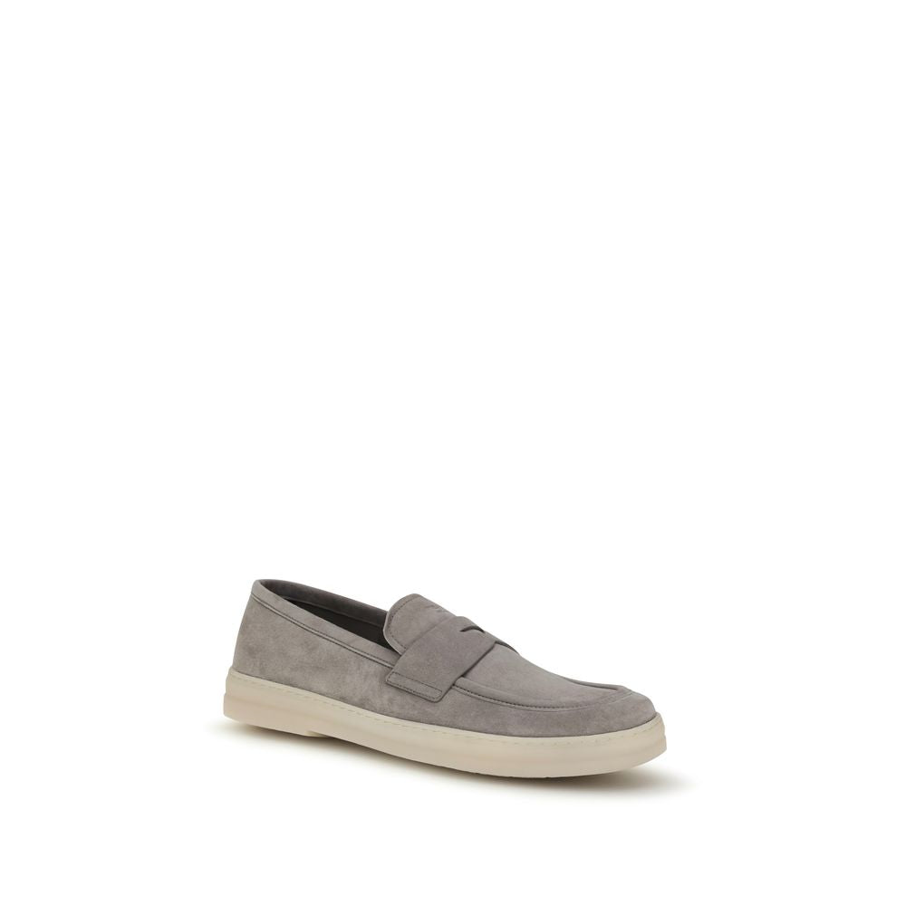 Prada Gray Calf Leather Bos Taurus Slip-On Loafers | Regal Royce