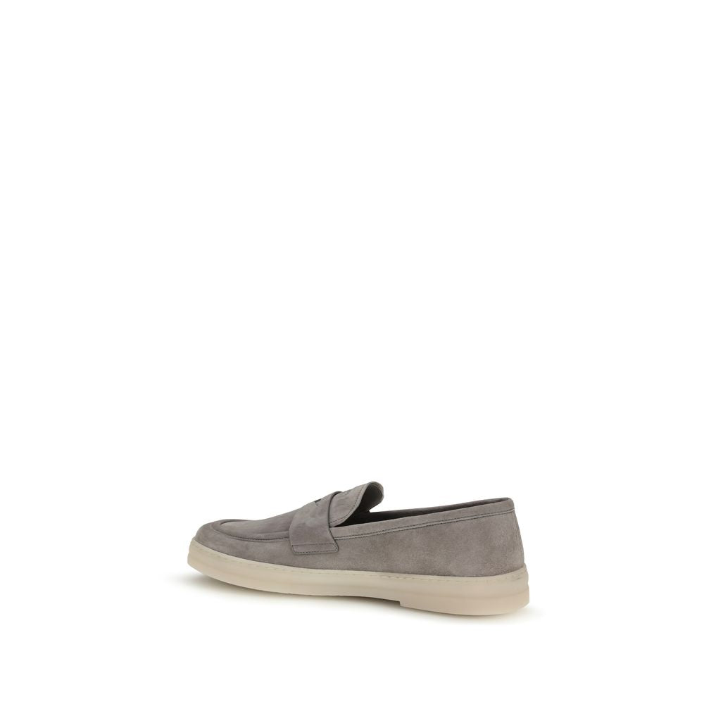 Prada Gray Calf Leather Bos Taurus Slip-On Loafers | Regal Royce