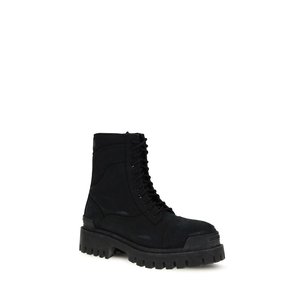 Balenciaga Black Calf Leather Bos Taurus Lace-Up Boots | Regal Royce