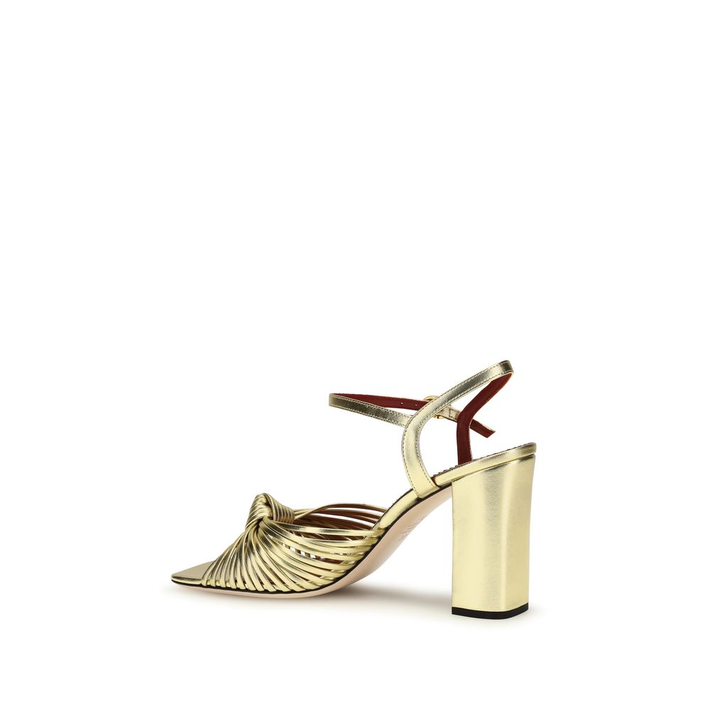 Valentino Garavani Gold Calf Leather Bos Taurus Platform Sandals | Regal Royce
