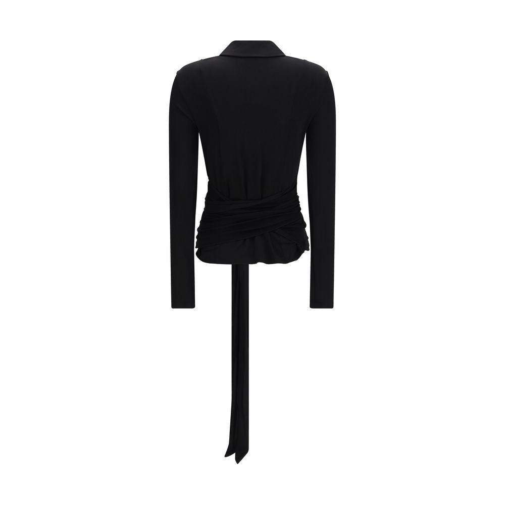 Ganni Black Recycled Polyester Shirt | Regal Royce