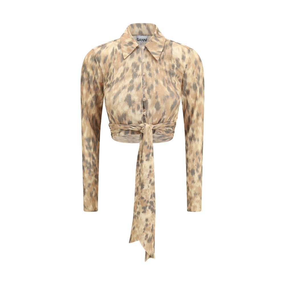 Ganni Beige Recycled Polyester Blouse | Regal Royce