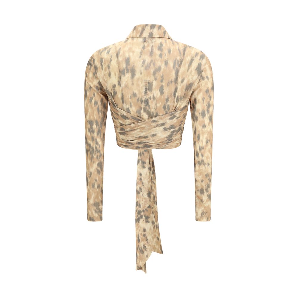 Ganni Beige Recycled Polyester Blouse | Regal Royce