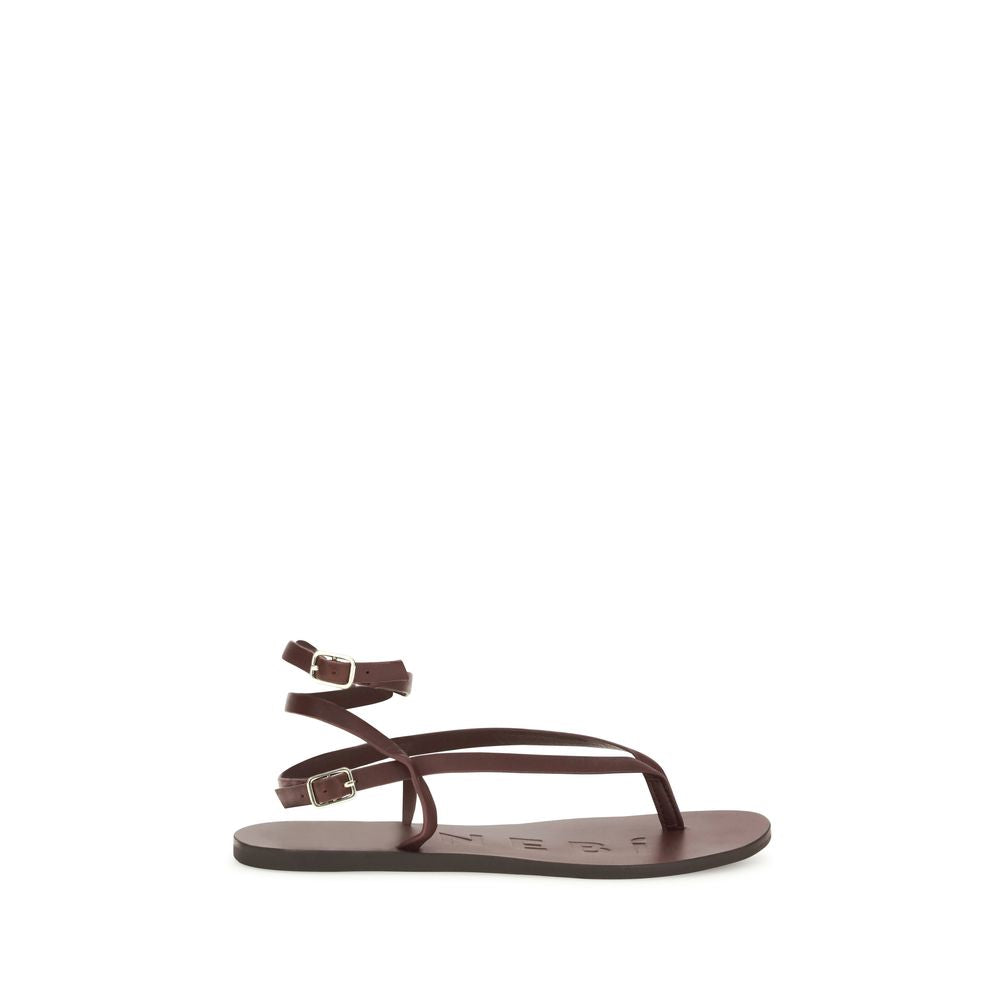 Manebi Brown Calf Leather Bos Taurus Flat Sandals | Regal Royce