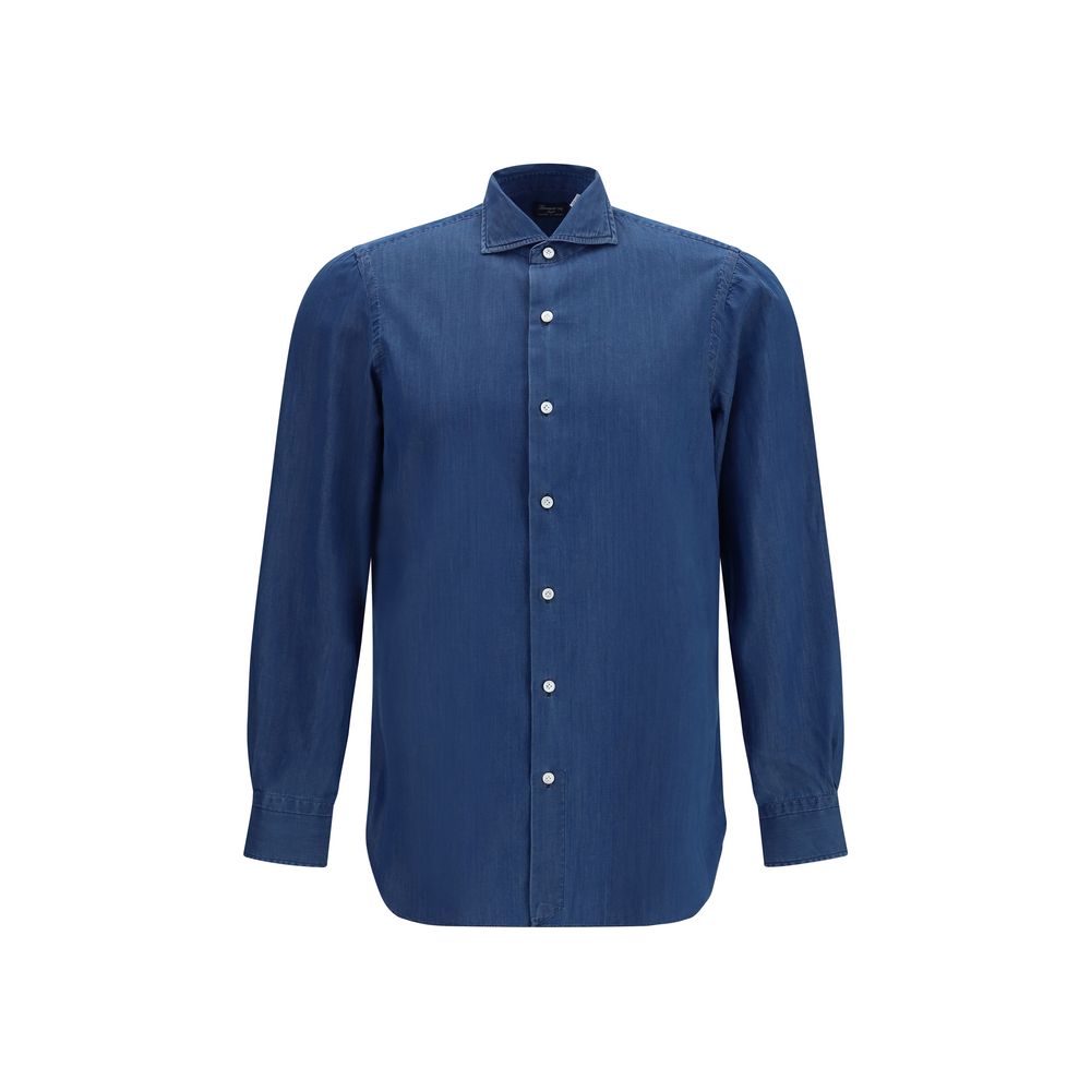 Finamore Blue Cotton Shirt | Regal Royce