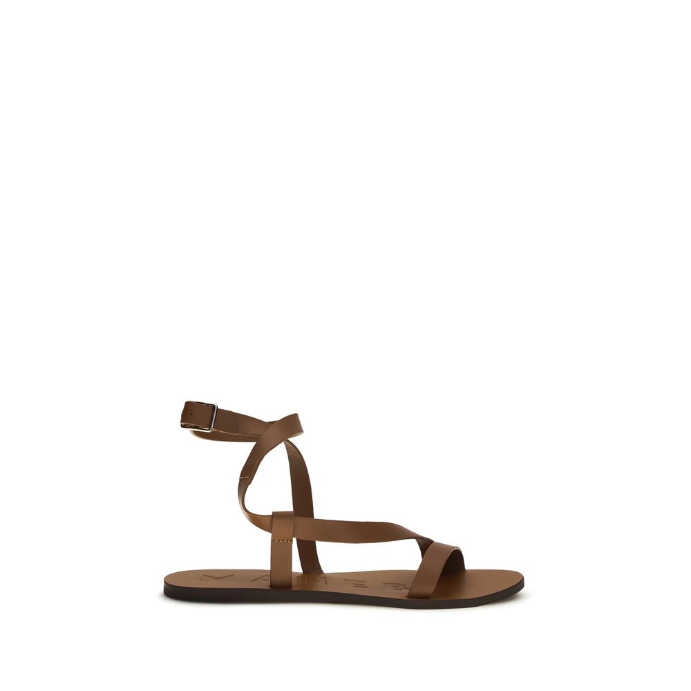 Manebi Brown Calf Leather Bos Taurus Flat Sandals | Regal Royce