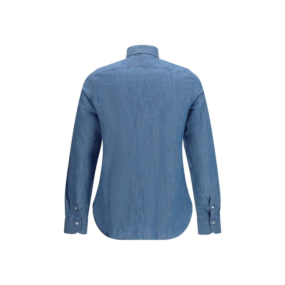 Finamore Blue Cotton Dress Shirt | Regal Royce