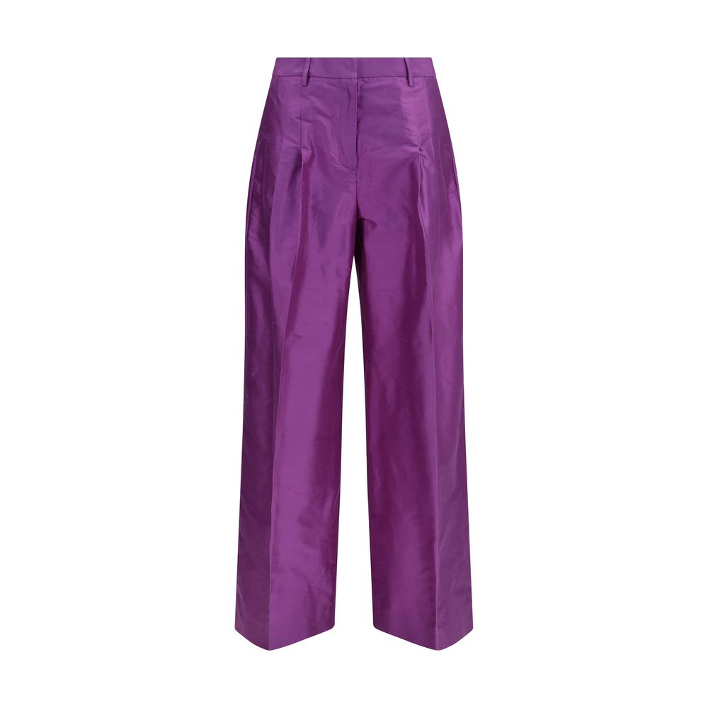 Sara Roka Purple Silk Casual Pants | Regal Royce