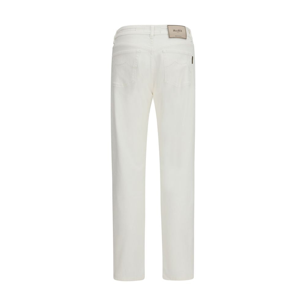 MooRER White Cotton Straight-Leg Jeans | Regal Royce