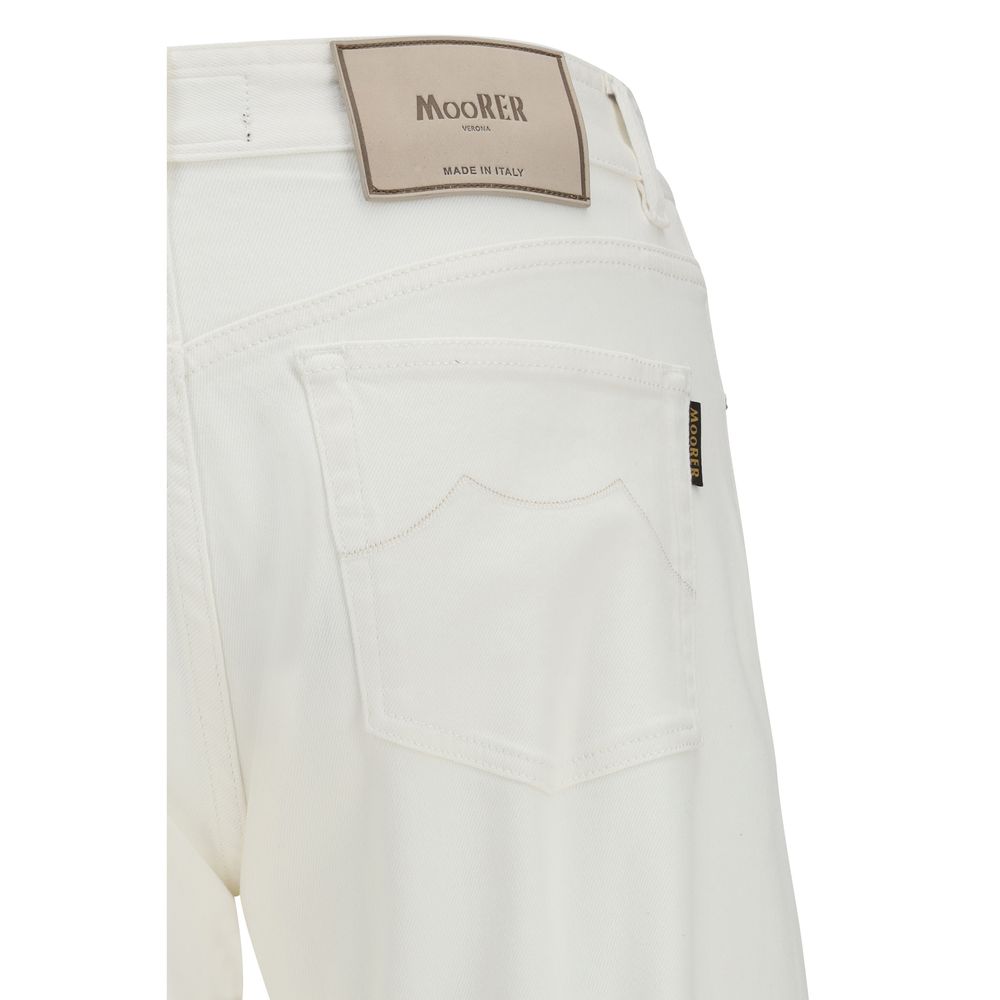 MooRER White Cotton Straight-Leg Jeans | Regal Royce