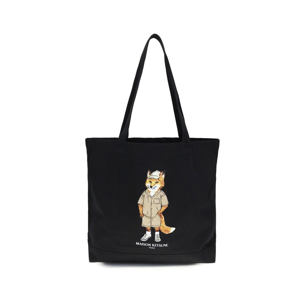 Maison Kitsuné Black Cotton Shoulder Bag | Regal Royce