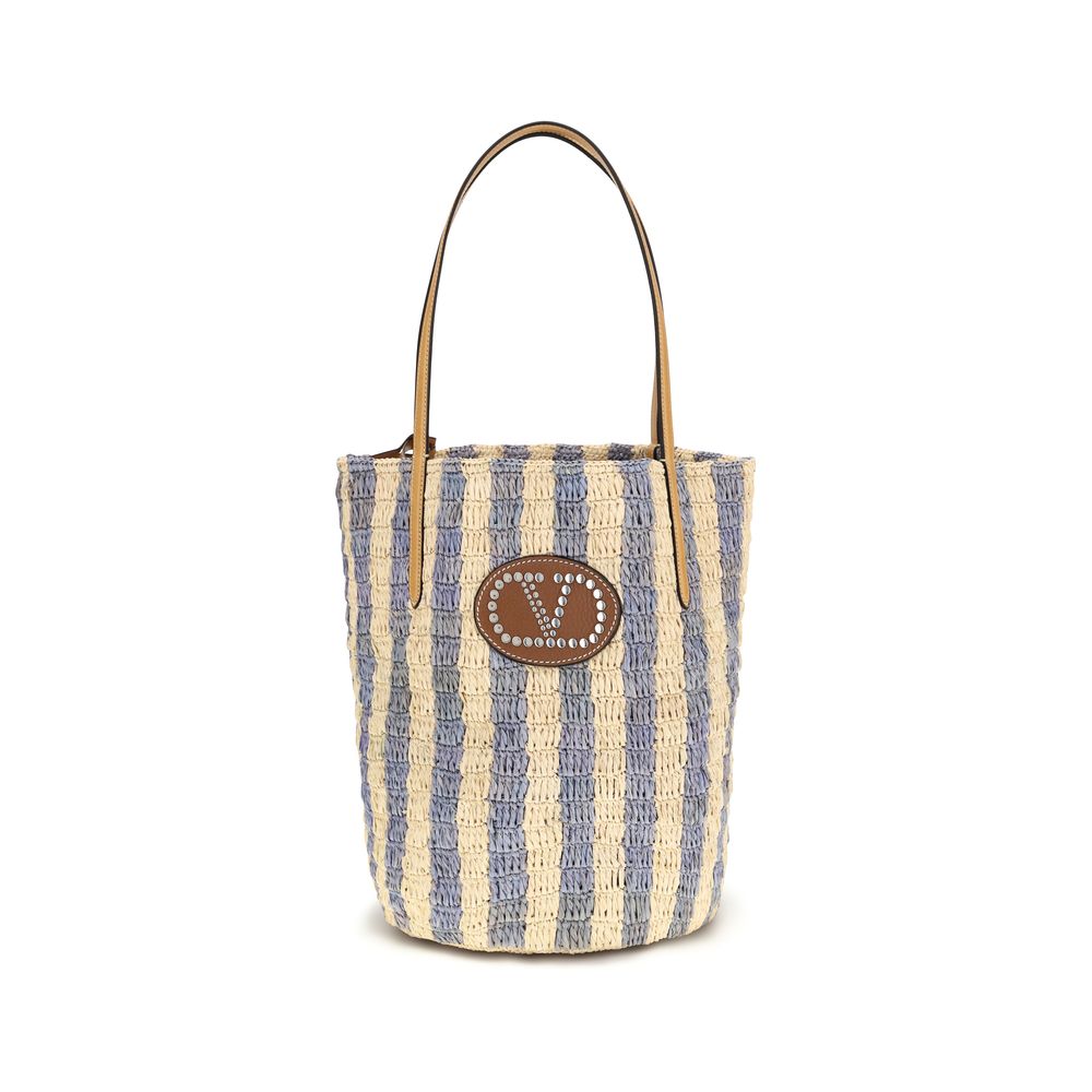Valentino Garavani Blue Raffia Backet Bag | Regal Royce