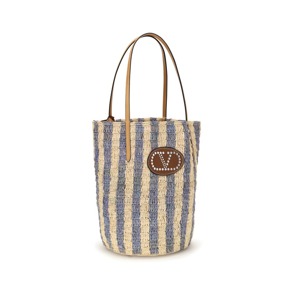 Valentino Garavani Blue Raffia Backet Bag | Regal Royce