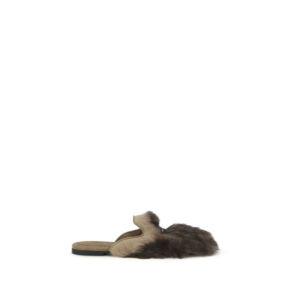 Dolce & Gabbana Gray Lamb Ovis Aries Aries Mules | Regal Royce
