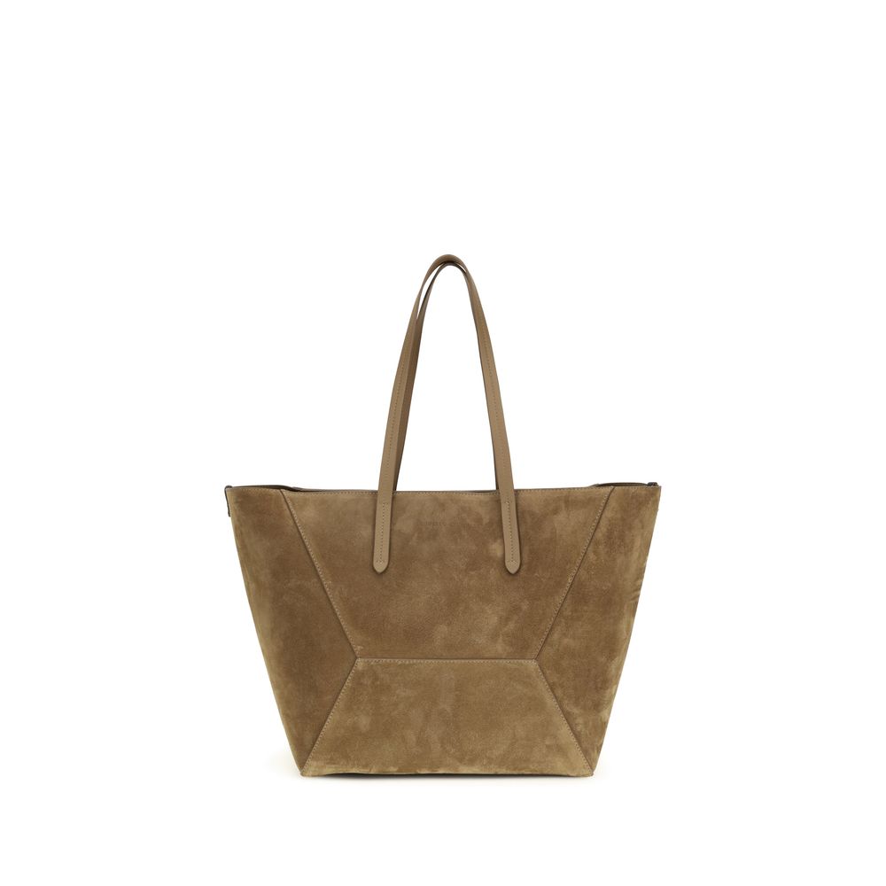 Brunello Cucinelli Beige Calf Leather Bos Taurus Shoulder Bag | Regal Royce