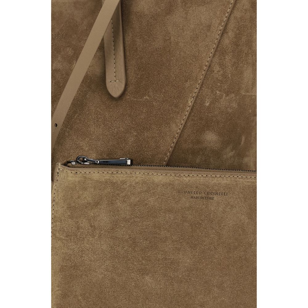 Brunello Cucinelli Beige Calf Leather Bos Taurus Shoulder Bag | Regal Royce