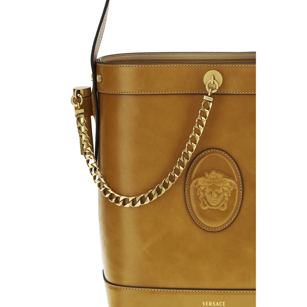 Versace Brown Calf Leather Bos Taurus Backet Bag | Regal Royce