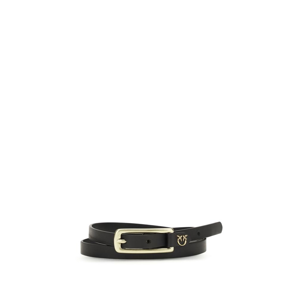 PINKO Black Calf Leather Bos Taurus Thin Belt | Regal Royce