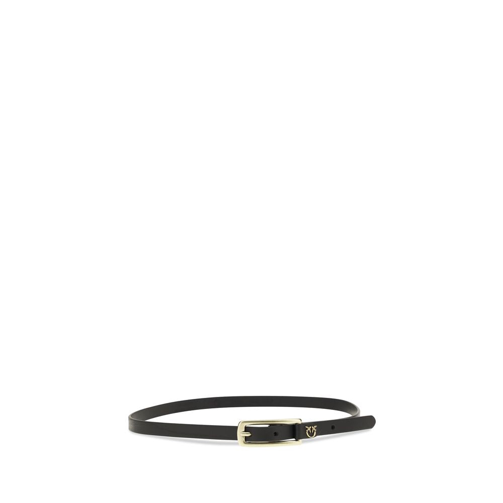 PINKO Black Calf Leather Bos Taurus Thin Belt | Regal Royce