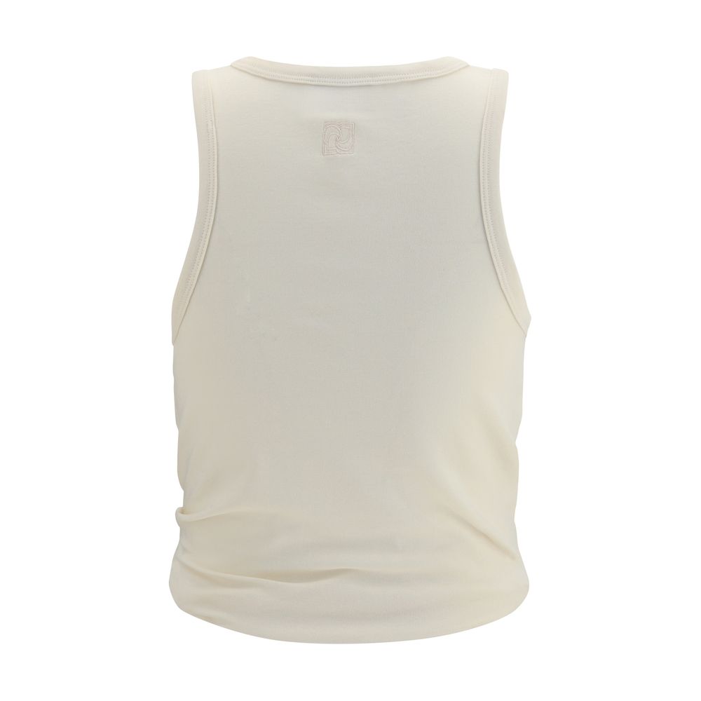 Magda Butrym Beige Cotton Sleeveles T-Shirt | Regal Royce