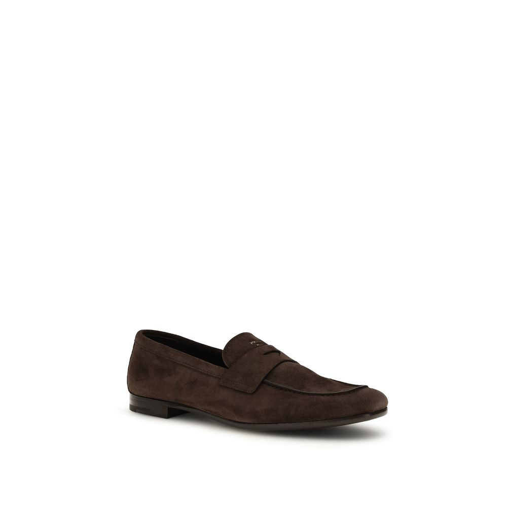 Prada Brown Calf Leather Bos Taurus Slip-On Loafers | Regal Royce