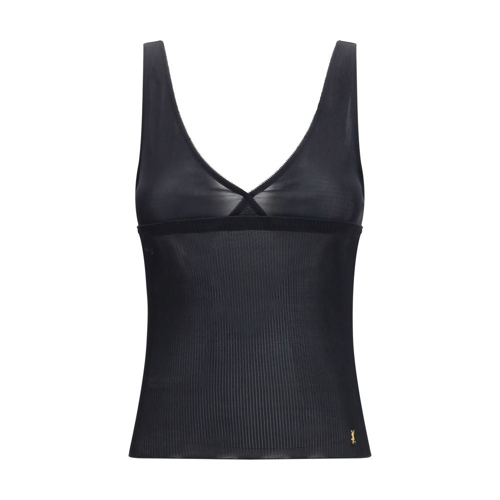 Saint Laurent Black Silk Sleeveles T-Shirt | Regal Royce