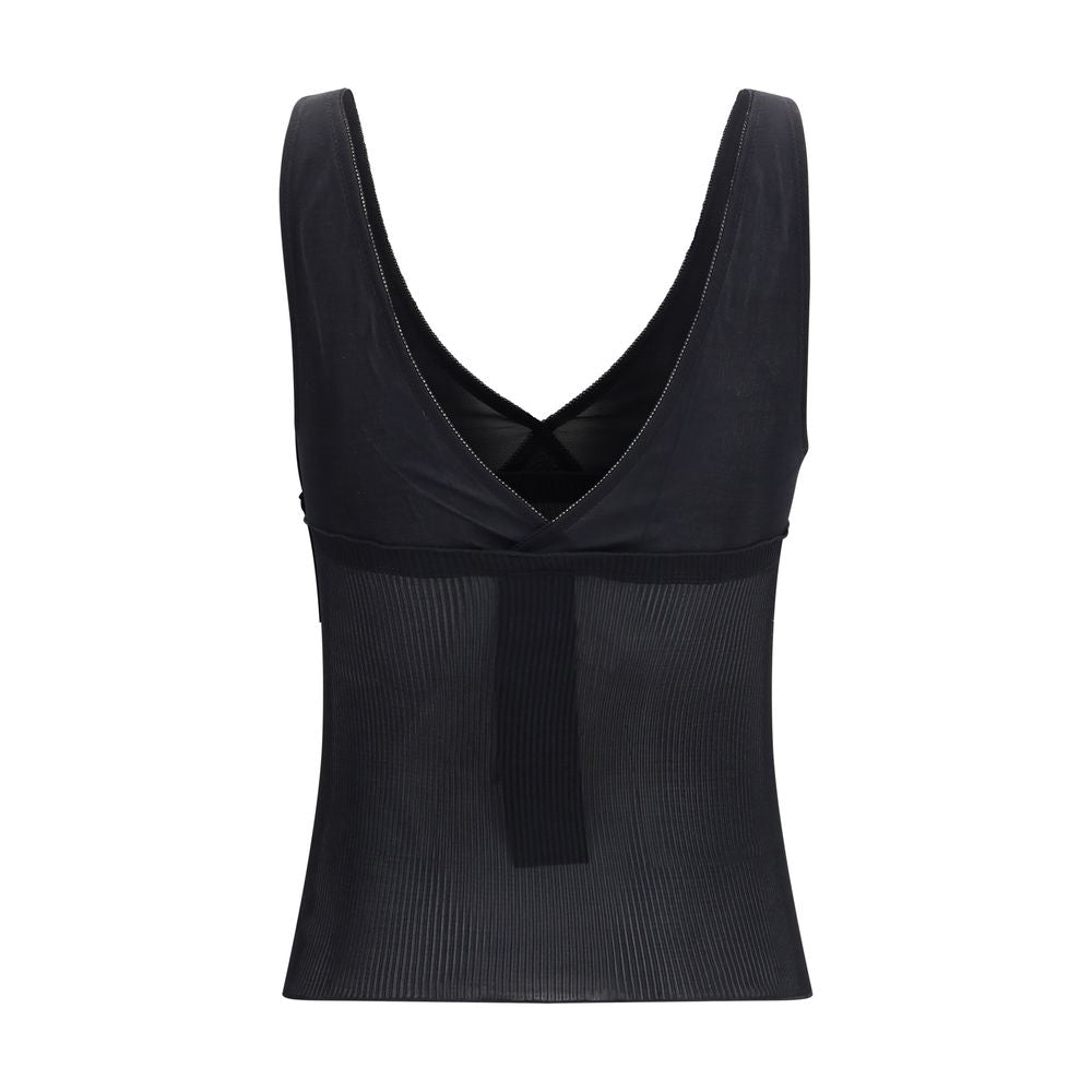 Saint Laurent Black Silk Sleeveles T-Shirt | Regal Royce