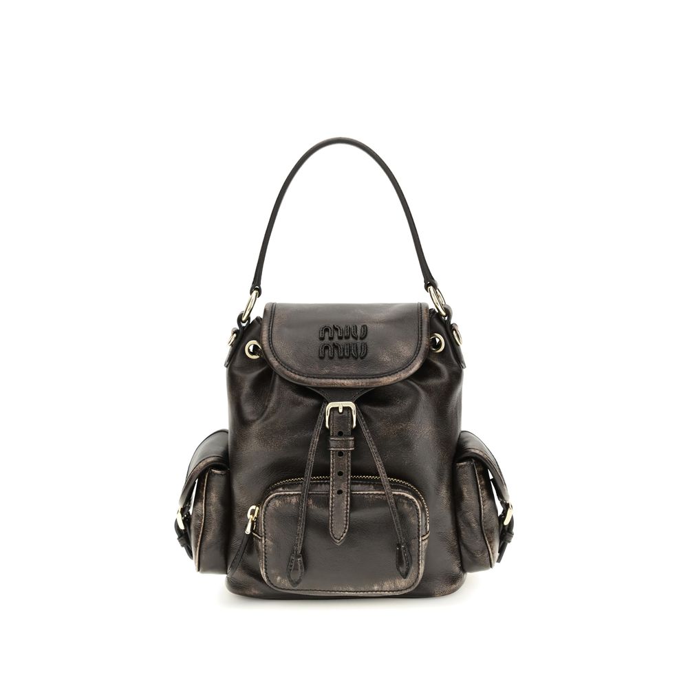 Miu Miu Brown Calf Leather Bos Taurus Backpack | Regal Royce